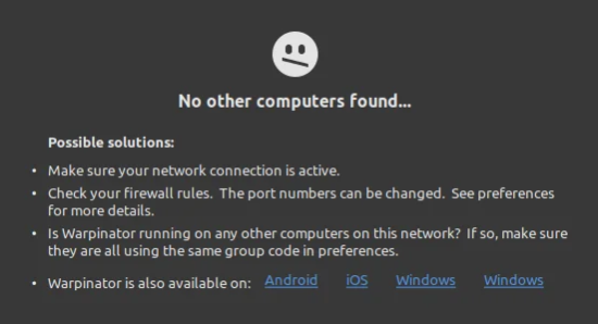 Warpinator is also available on: Android iOS Windows Windows