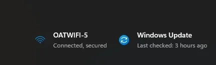 Windows Update, Last checked: 3 hours ago