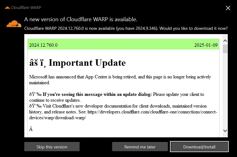 âš ï¸ Important Update ðŸ‘‰ If you're seeing this message within an update dialog: Please update your client to continue to receive updates.