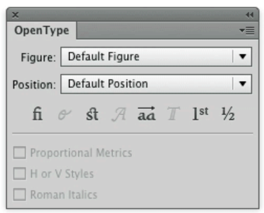 OpenType panel
Checkbox: Proportional Metrics
