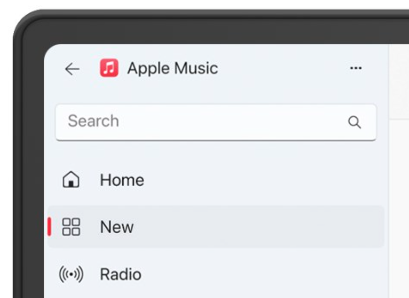 Apple Music
Menu item: New