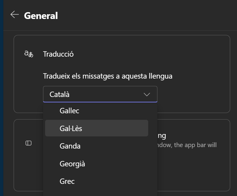 Traducció
Tradueix els missatges a aquesta llengua
Gal·Lès